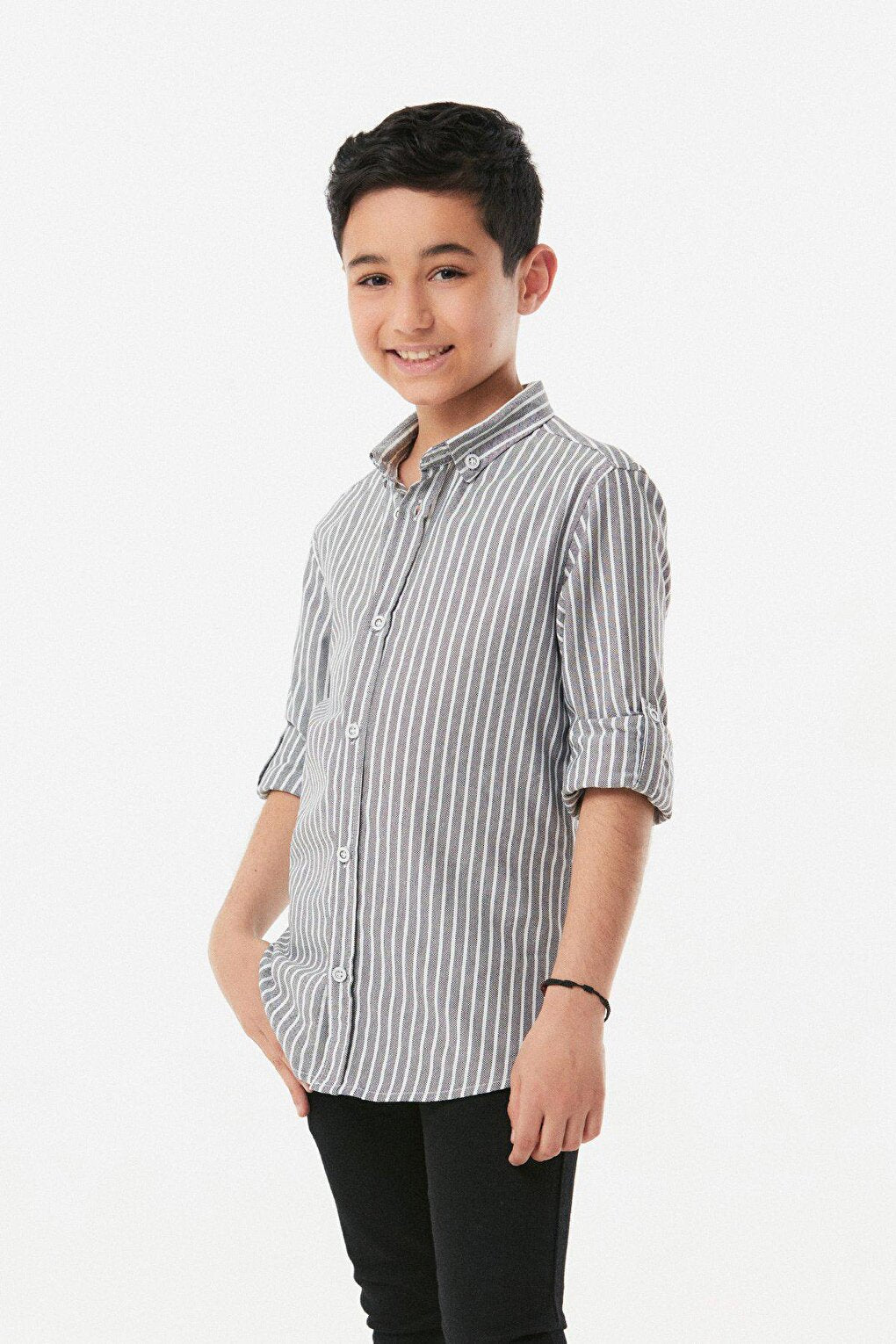 Striped Sleeve Folded Boy's Shirt