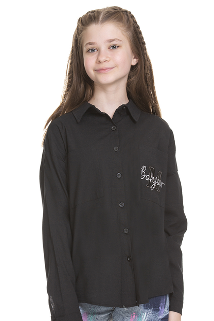 Girl's Pocket Printed Linen Shirt 8-14 Years