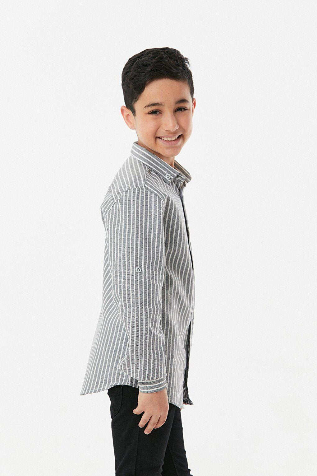 Striped Sleeve Folded Boy's Shirt