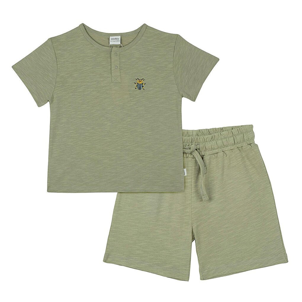 Little Friends Embroidered Shorts Pajama Set