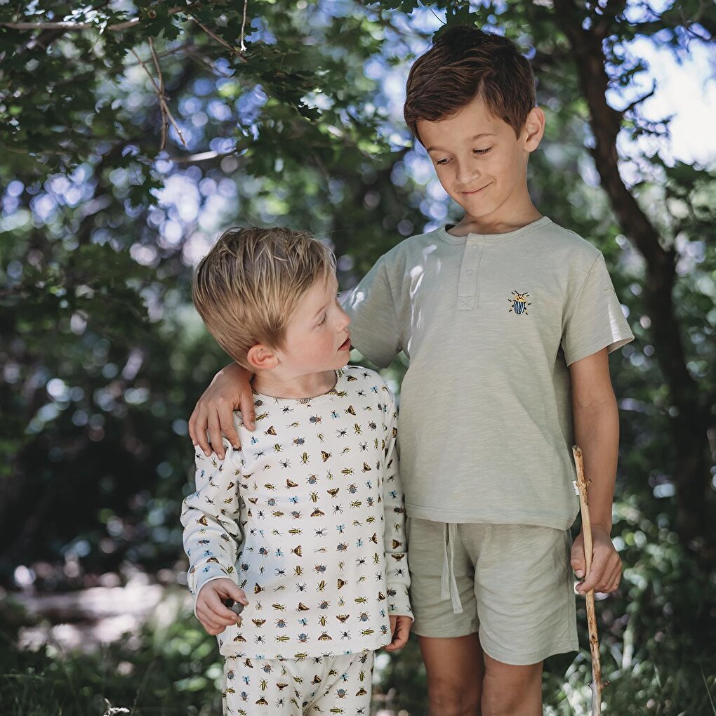 Little Friends Embroidered Shorts Pajama Set