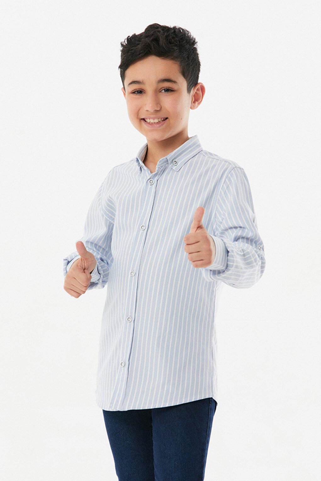 Striped Sleeve Folded Boy's Shirt