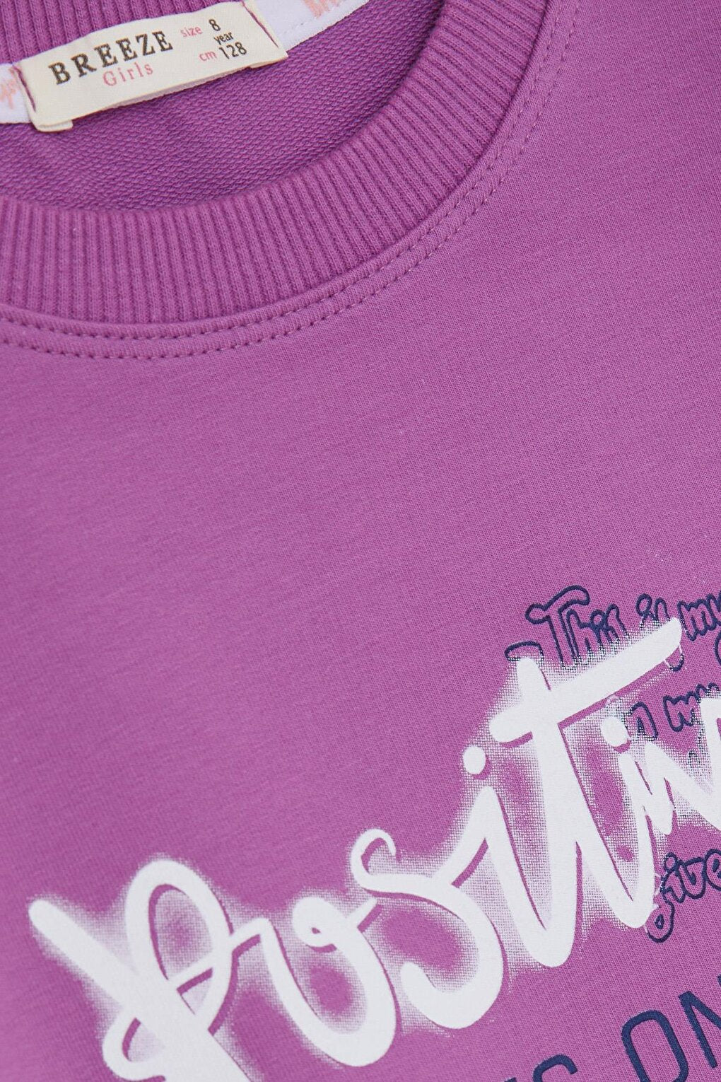 Girl's Tunic Pocketed Text Printed Purple (8-11 Years)