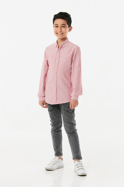 Striped Sleeve Folded Boy's Shirt