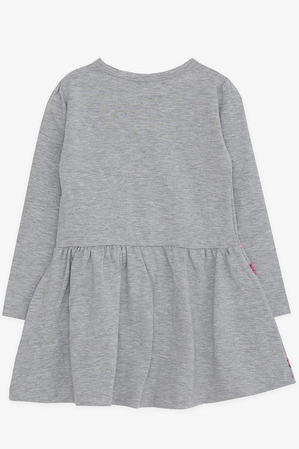 Girl's Long Sleeve Dress Sequin Girl Printed Gray Melange (Age 3-5)