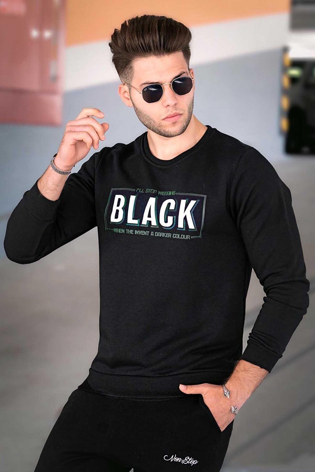 Black Printed Men's Sweatshirt 4755