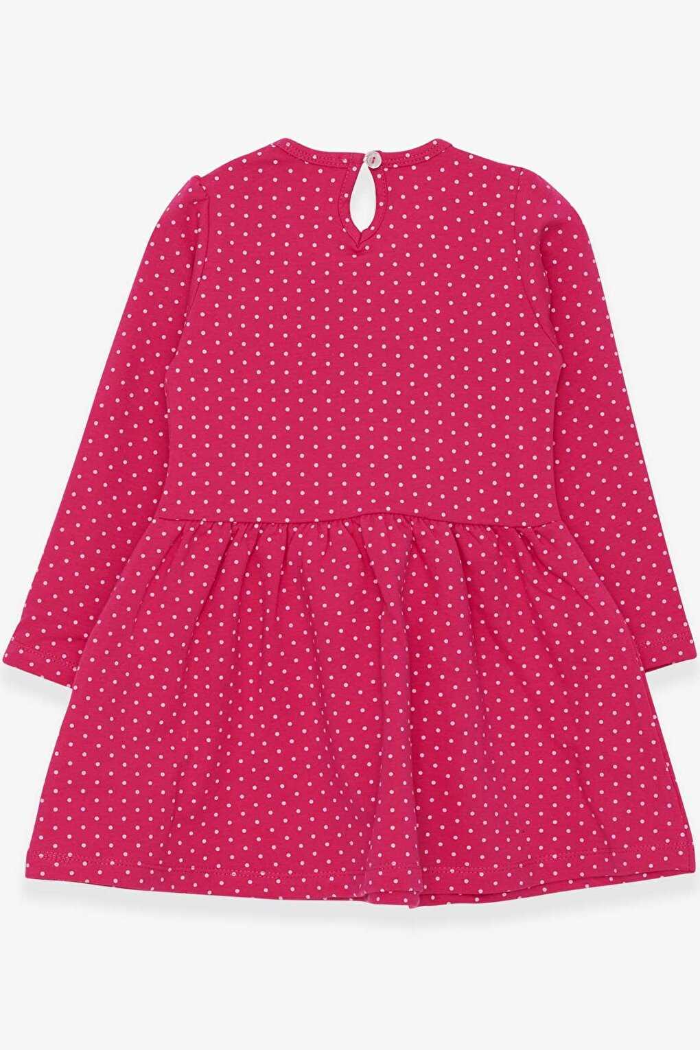 Girl's Dress Polka Dot Patterned Text Printed Pink (Age 3-7)