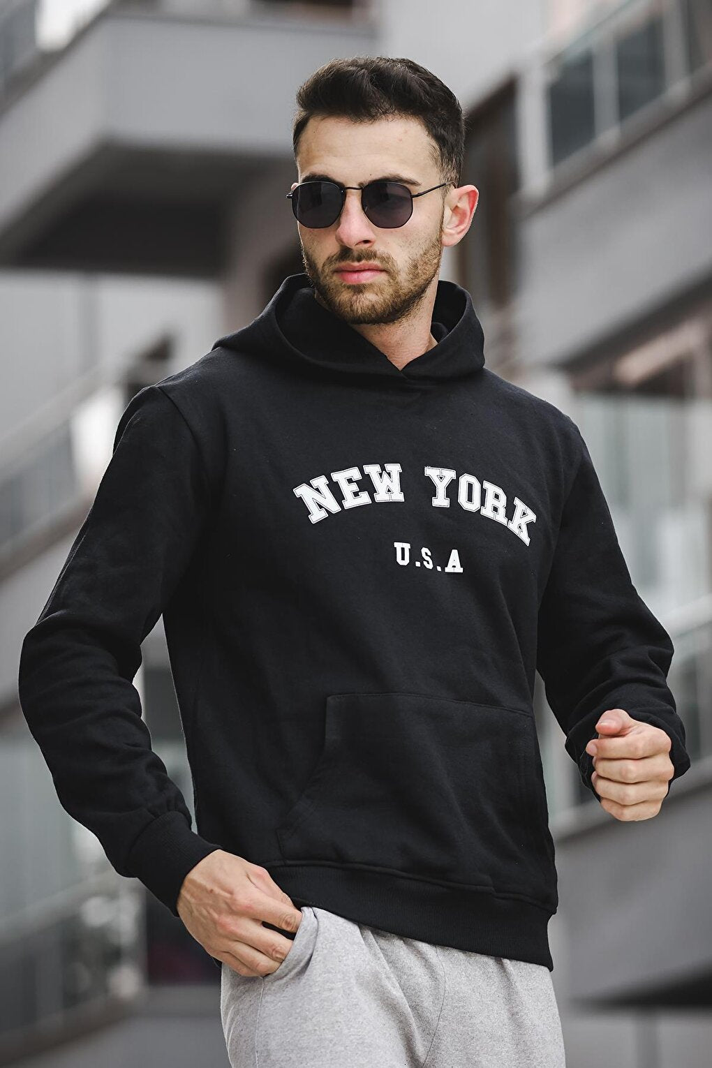 New York Front Printed Cotton Men's Sweatshirt