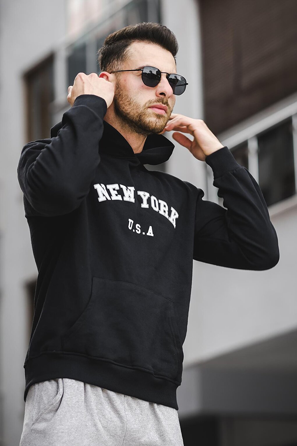 New York Front Printed Cotton Men's Sweatshirt