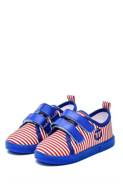 Red Striped Children's Linen Sports Shoes Saks-F-496