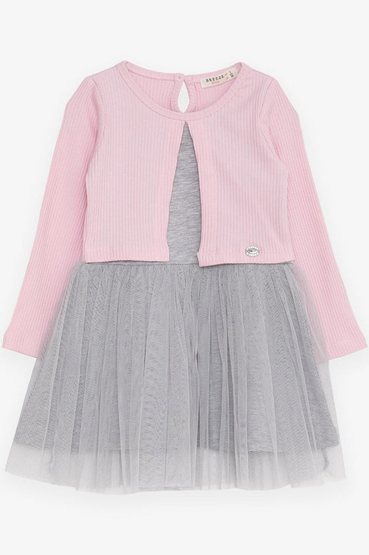 Girl's Long Sleeve Dress Tulle Pink (Age 3-4)