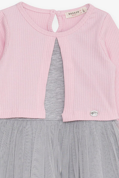 Girl's Long Sleeve Dress Tulle Pink (Age 3-4)