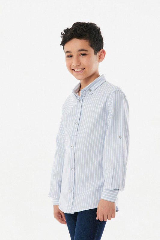 Striped Sleeve Folded Boy's Shirt