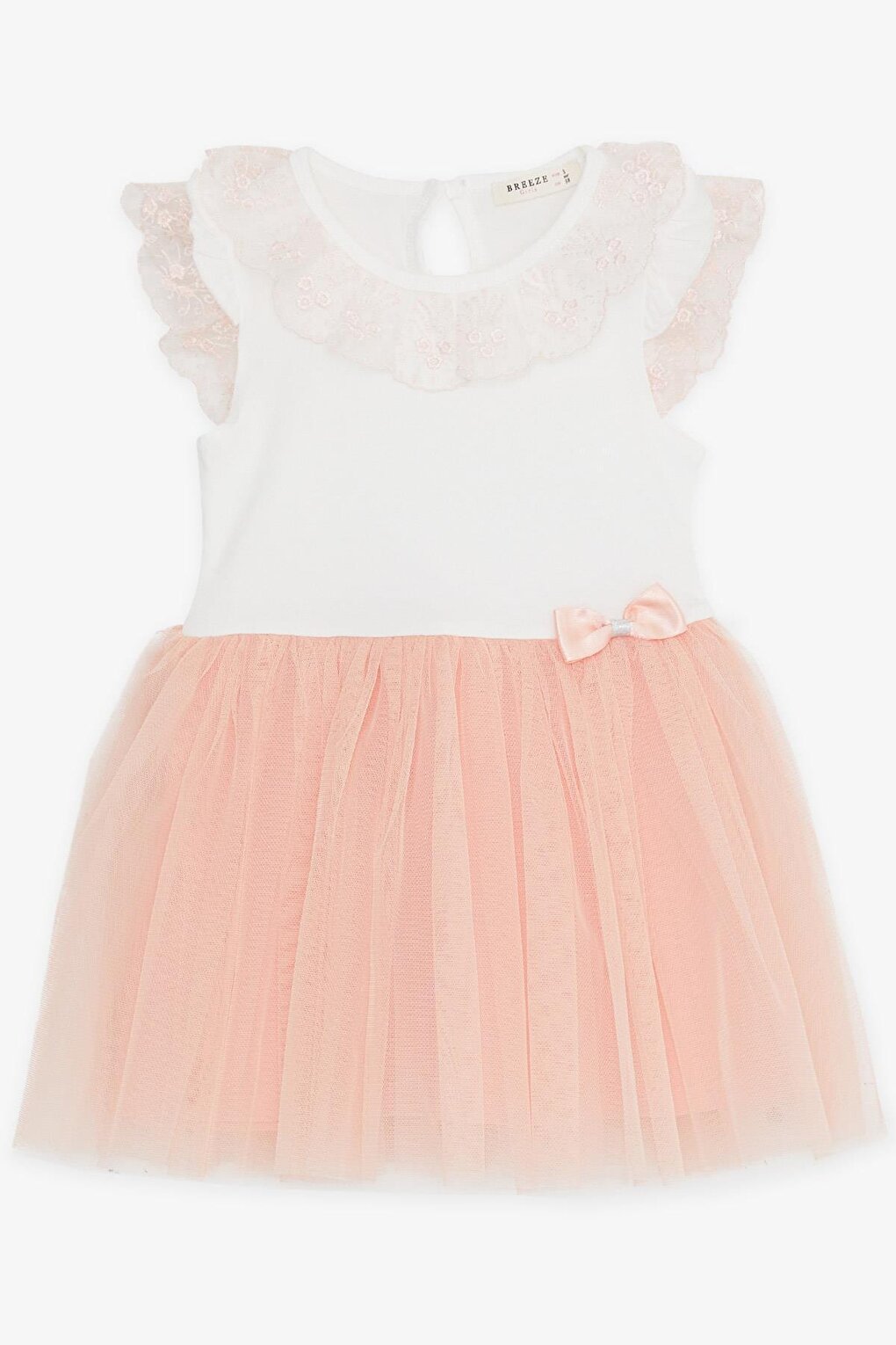 Girl's Dress Tulle Guipure Bow Ecru (3-4 Years)