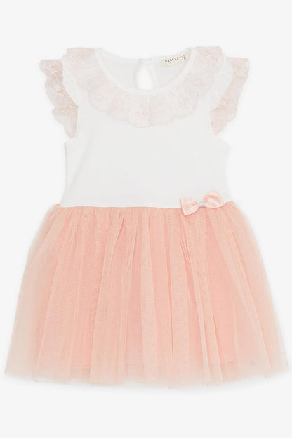 Girl's Dress Tulle Guipure Bow Ecru (3-4 Years)