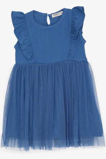 Girl's Dress Tulle Frilly Indigo (Age 3-6)