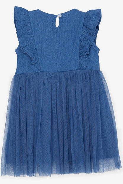 Girl's Dress Tulle Frilly Indigo (Age 3-6)