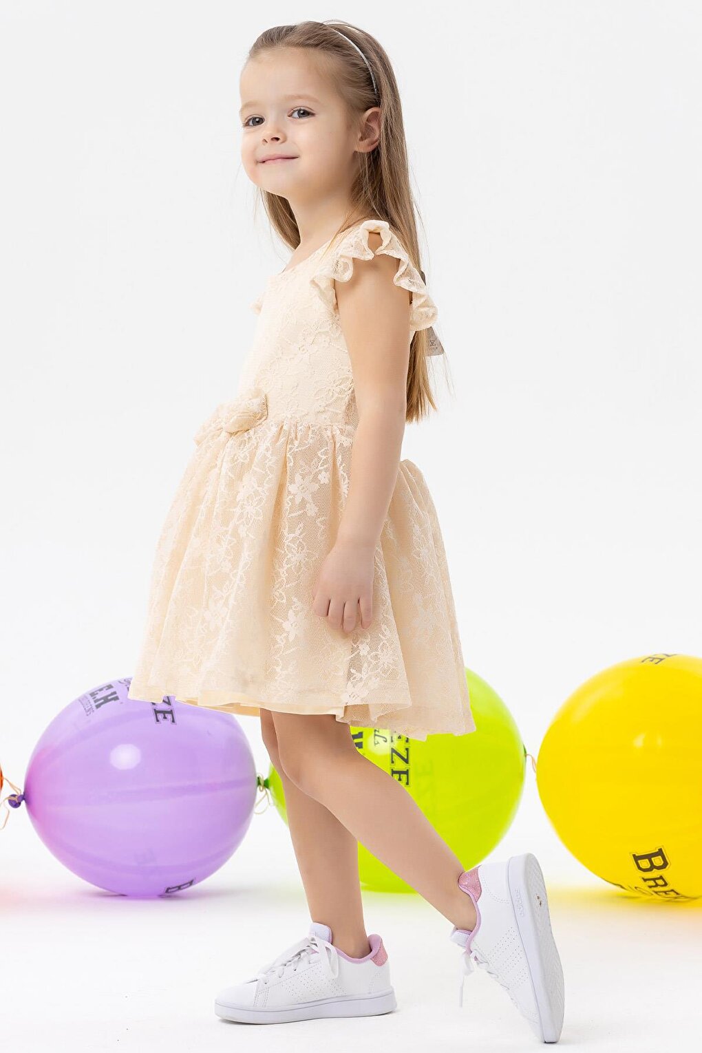 Girl's Dress, Bow Tulle, Guipure Cream (4-5 Years)