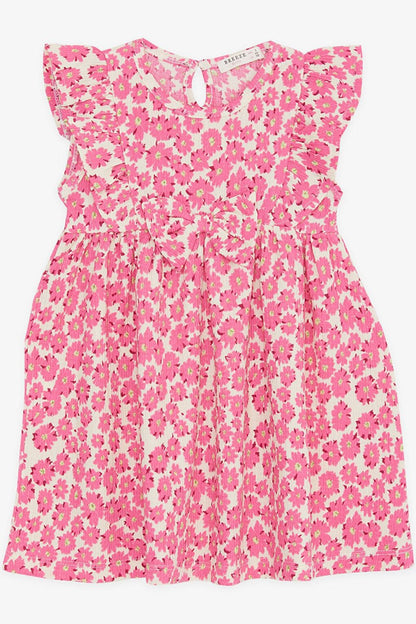 Girl's Dress Floral Patterned Bow Pink (Age 3-6)