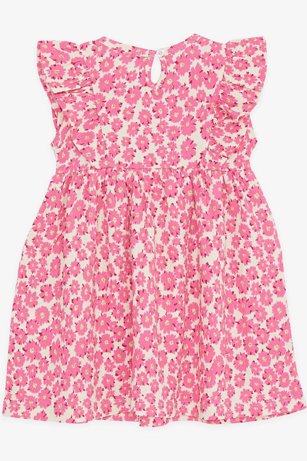 Girl's Dress Pink with Flower Pattern and Bow (Age 3-8)