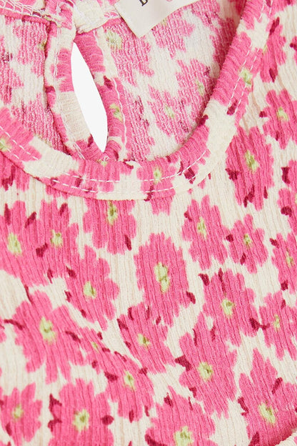 Girl's Dress Pink with Flower Pattern and Bow (Age 3-8)