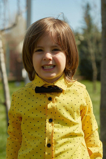 Printed Sleeve Foldable Bow Tie Boy's Shirt