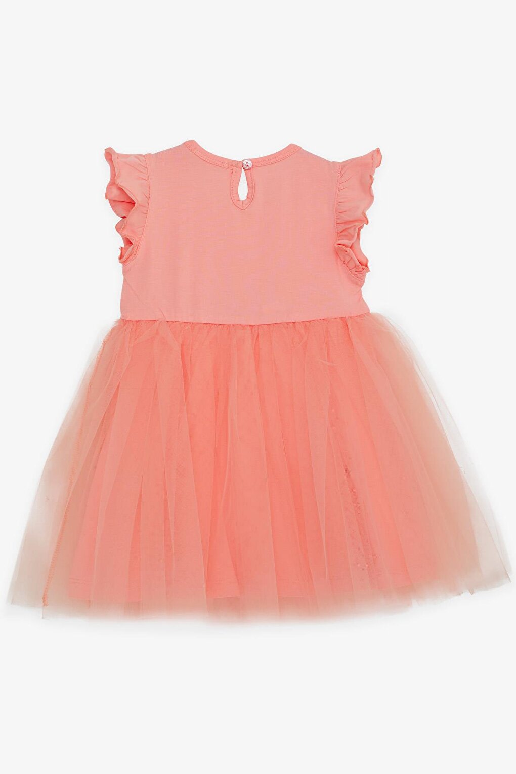 Girl's Dress Floral Embroidered Bow Tulle Salmon (3-8 Years)