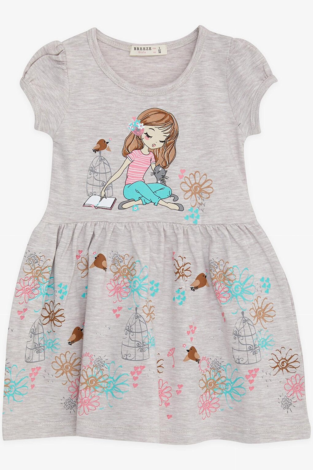 Girl's Dress Girl Printed Nature Themed Beige Melange (Age 3)