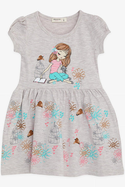 Girl's Dress Girl Printed Nature Themed Beige Melange (Age 3)