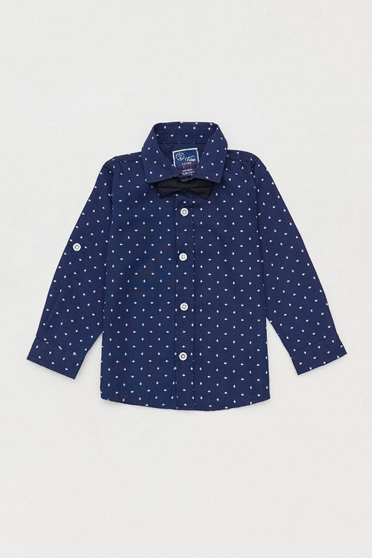 Printed Sleeve Foldable Bow Tie Shirt