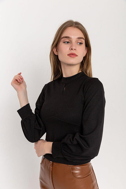 Drop Balloon Sleeve Crepe Blouse