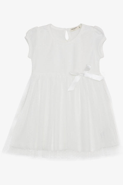 Girl's Dress Bow Tulle Ecru (Age 3-8)