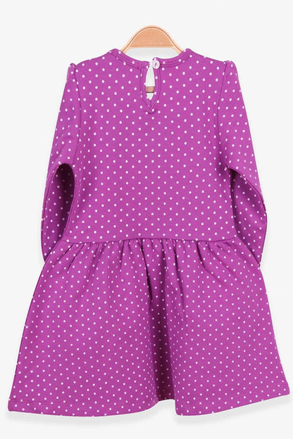 Girl's Long Sleeve Dress Polka Dot Patterned Purple (Age 3-7)