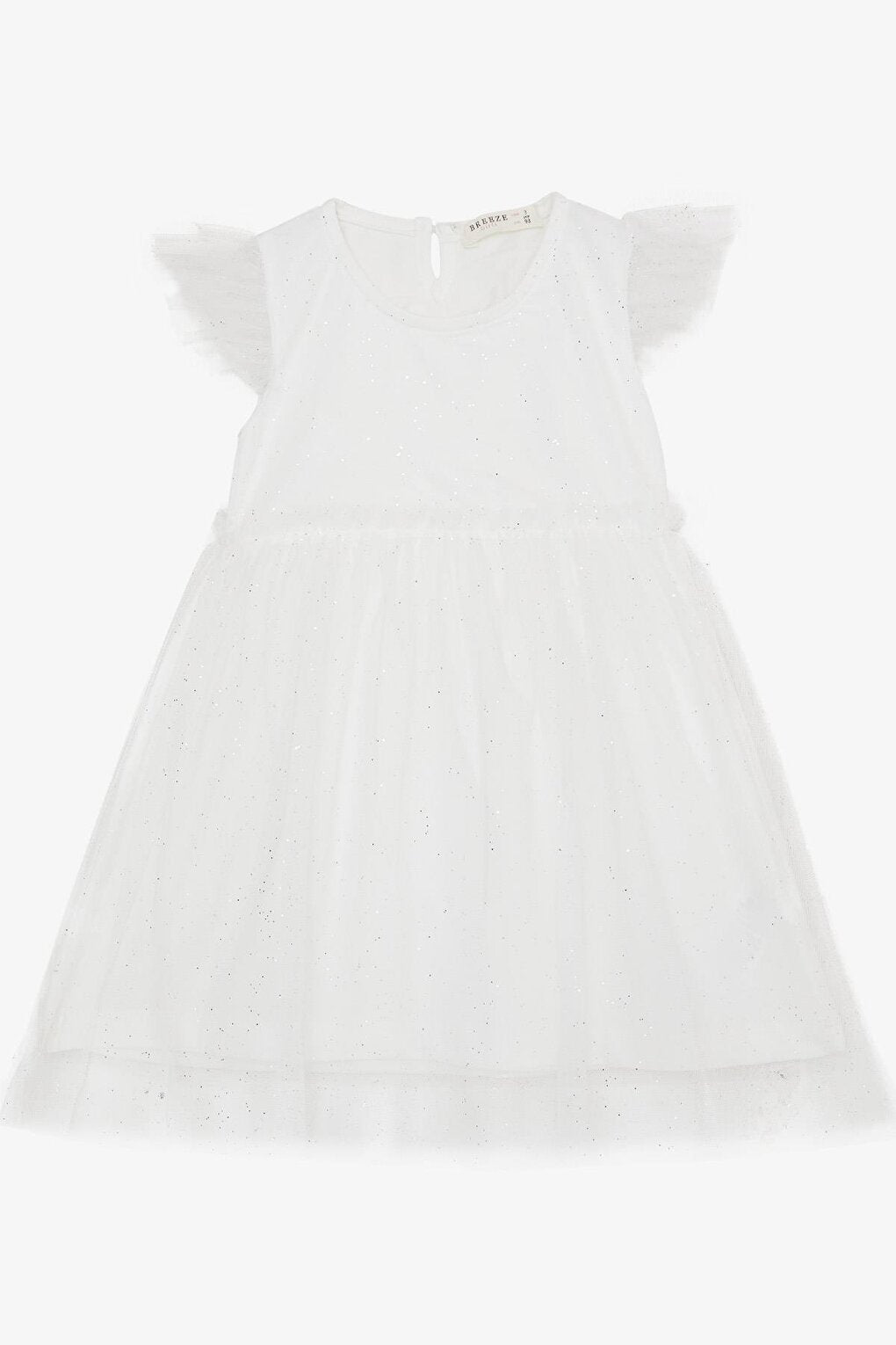 Girl's Dress Glitter Tulle Ruffle White (Age 3-6)