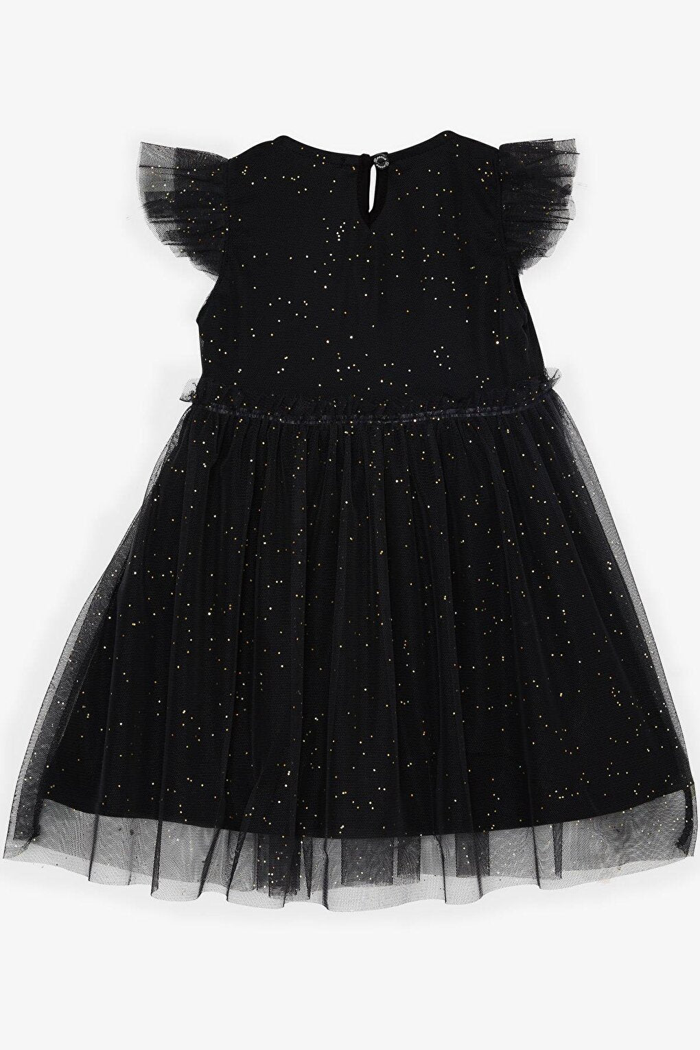 Girl's Dress Glitter Tulle Ruffle Black (Age 3-7)