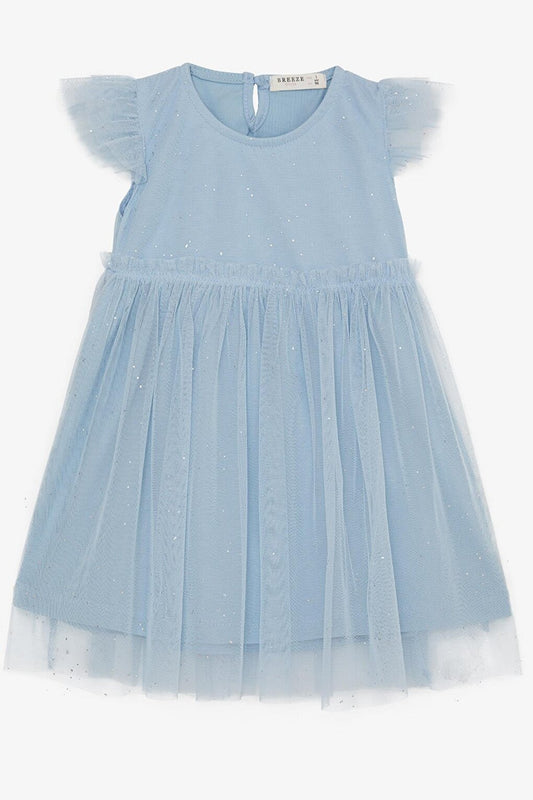 Girl's Dress Glitter Tulle Frilly Blue (Age 3-6)