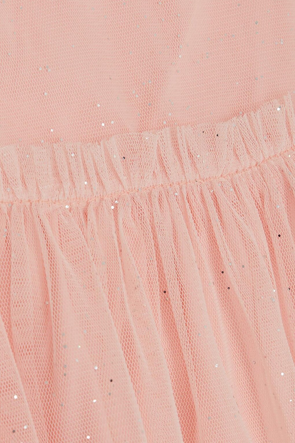 Girl's Dress Glitter Tulle Ruffle Salmon (Age 3-7)