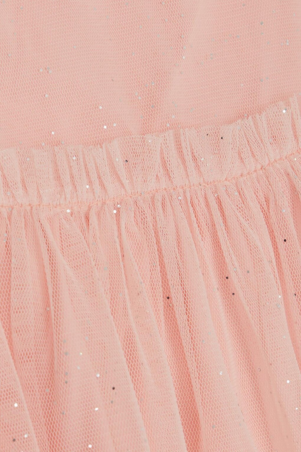 Girl's Dress Glitter Tulle Ruffle Salmon (Age 3-7)