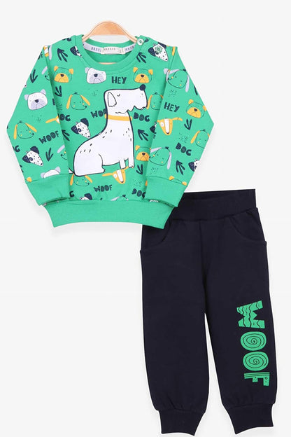 Baby Boy Tracksuit Set Printed Patterned Green (Age 1-4)