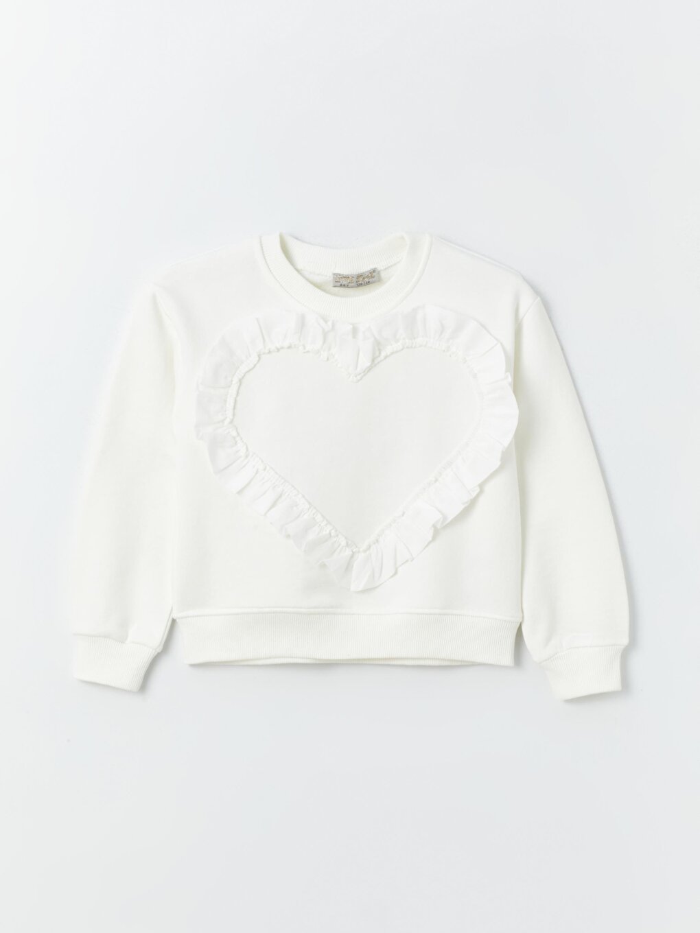 Girl's Heart Embroidered Frilly SweatShirt with Elastic Waist