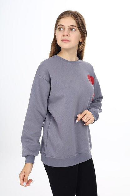 Girl's Heart A Printed 3 Thread Sweatshirt 7-13 Years Lx270