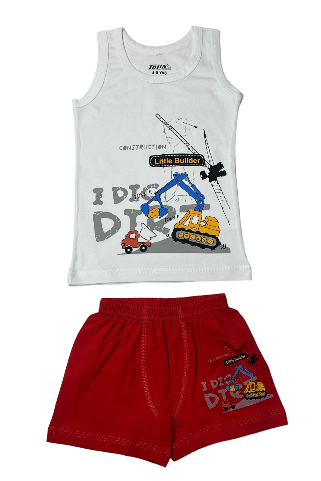 Boy's Patterned Printed Cotton Undershirt Shorts, Top and Bottom Set 83023