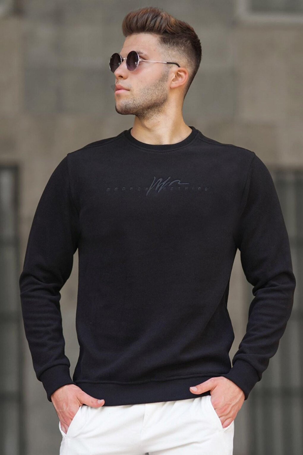 Crew Neck Black Men's Sweatshirt 5154