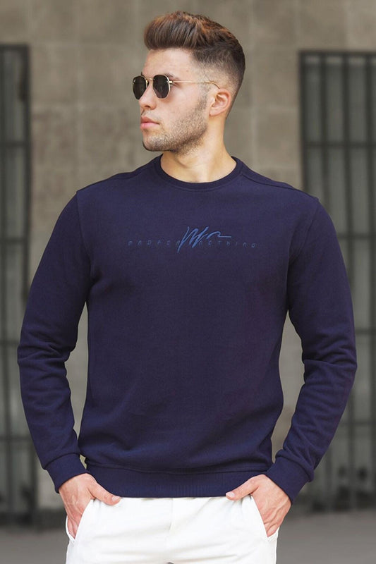 Crew Neck Navy Blue Men's Sweatshirt 5154