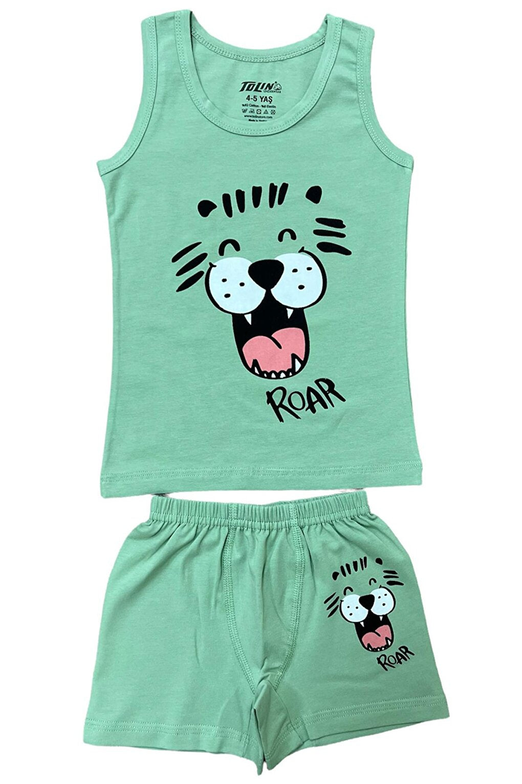 Boy's Patterned Printed Cotton Undershirt Shorts Top and Bottom Set 83018