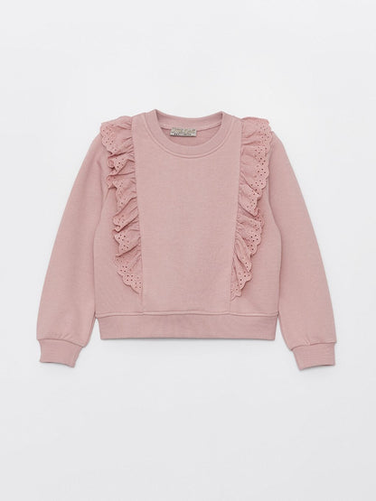 Girl's Lace Embroidered Ruffle Detail SweatShirt