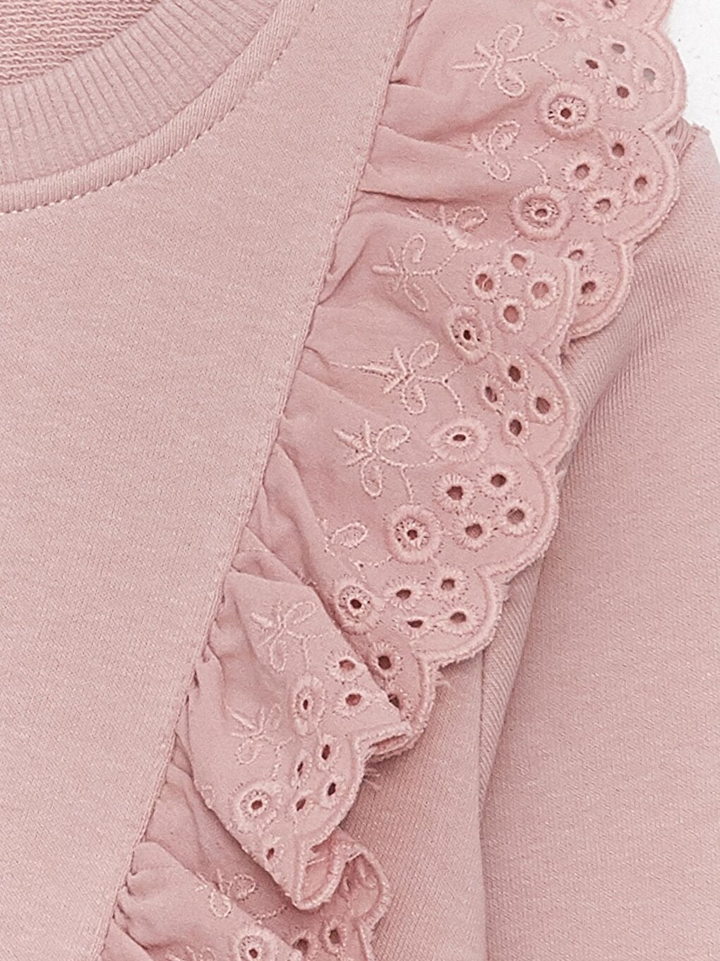 Girl's Lace Embroidered Ruffle Detail SweatShirt