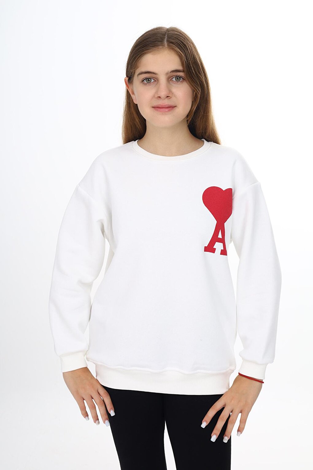 Girl's Heart A Printed 3 Thread Sweatshirt 7-13 Years Lx270