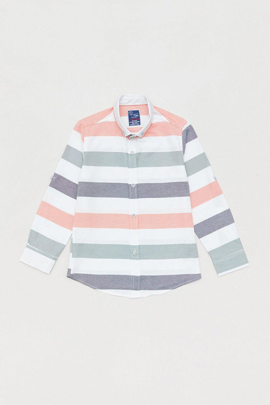 Striped Sleeve Folded Boy's Shirt