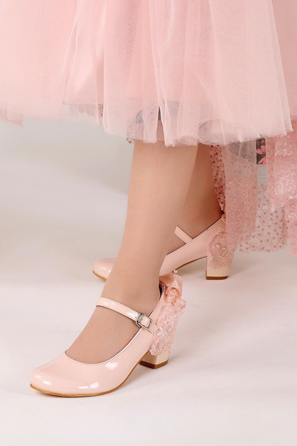 Daily Girl's 4 Cm Heeled Shoes 754 Patent Leather